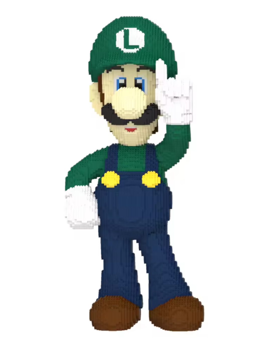 🎮 Super Luigi XXL Bouwblok Figuur – 82 cm Hoog | 34 cm Breed